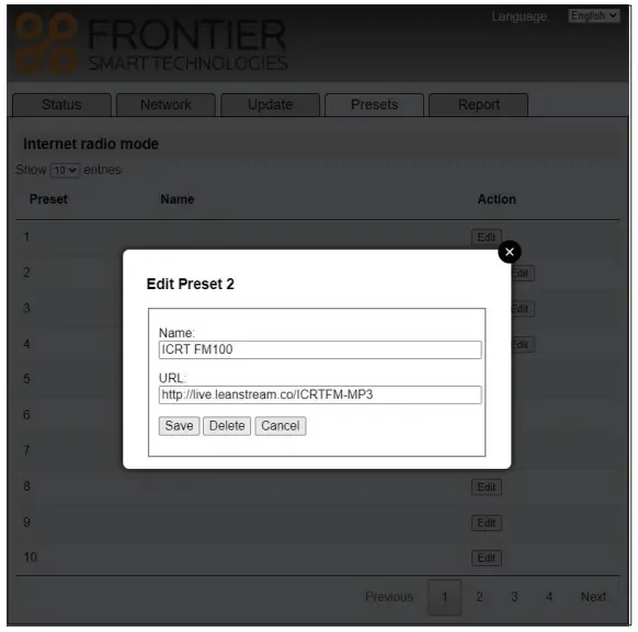 SANGEAN WFR-28BT Internet Desk Radio - screen is displayed