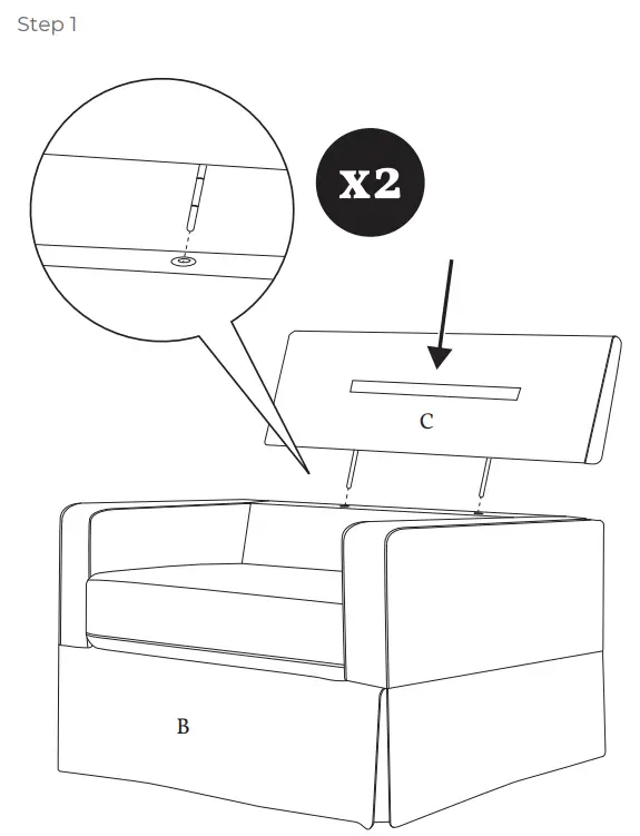 classic 21797 Chair and a Half Pillowback Comfort Swivel Glider - Step 1