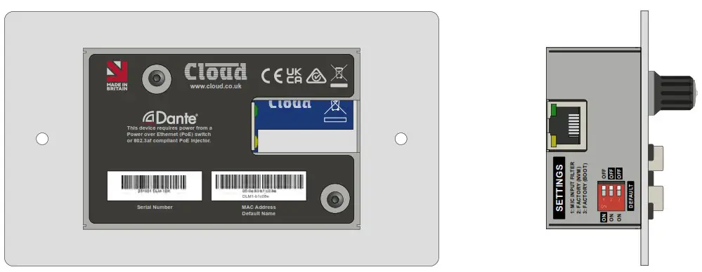 Cloud DLM 1 Series Remote Dante Mic Line Input Modules - INSTALLATION - CONNECTIONS
