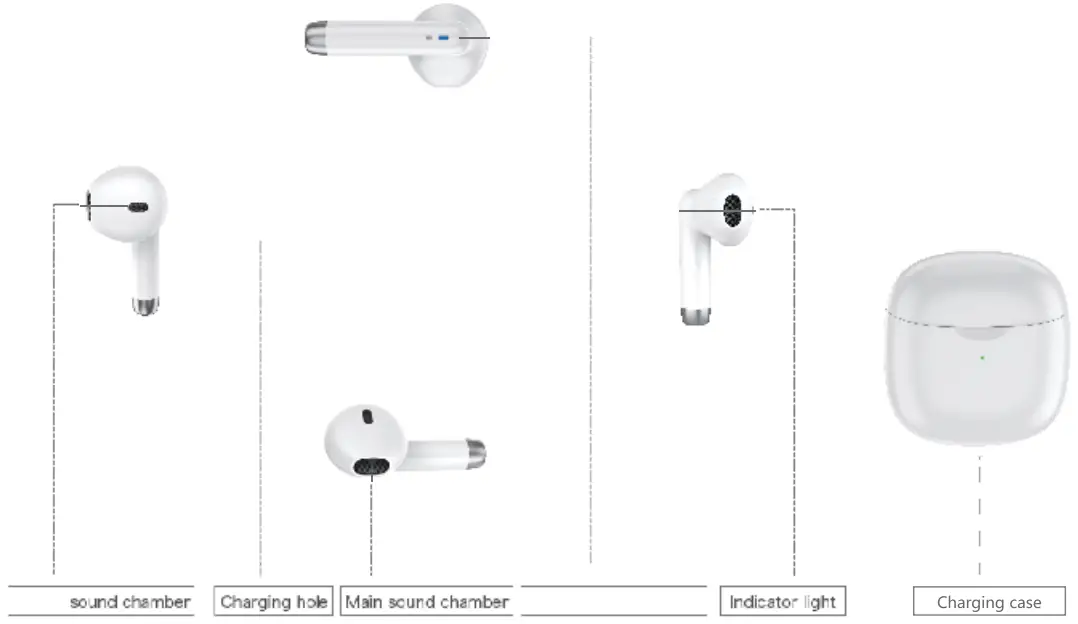 ASPOR A608 TWS Wireless Bluetooth Earbuds -diagram
