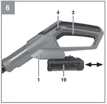 Einhell GE-LE 18 190 Li Cordless Lawn Edge Trimmer Instruction Manual - Fitting the battery