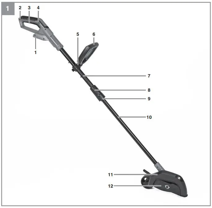 Einhell GE-LE 18 190 Li Cordless Lawn Edge Trimmer Instruction Manual - Layout and items supplied