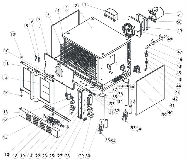 CPG 351FGC100 Single Deck Standard Depth Full Size Natural Gas Convection Oven - PARTS DIAGRAM