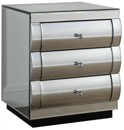 Best Master Furniture Trixie 19.5 in. Silver Mirrored 3-Drawer End Table