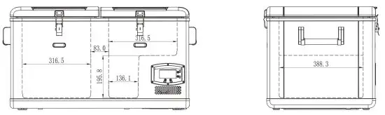 EVAKOOL DU95-DZ Down Under Dual Zone Fridge - Internal Dimensions