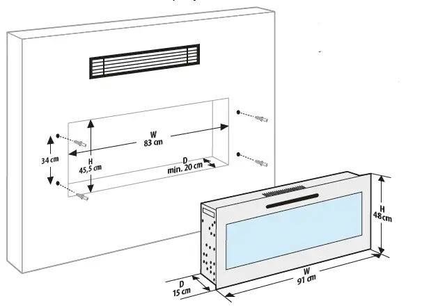bewello-BW2024-Heater + LED-Electric-Wall-Fireplace-fig 1