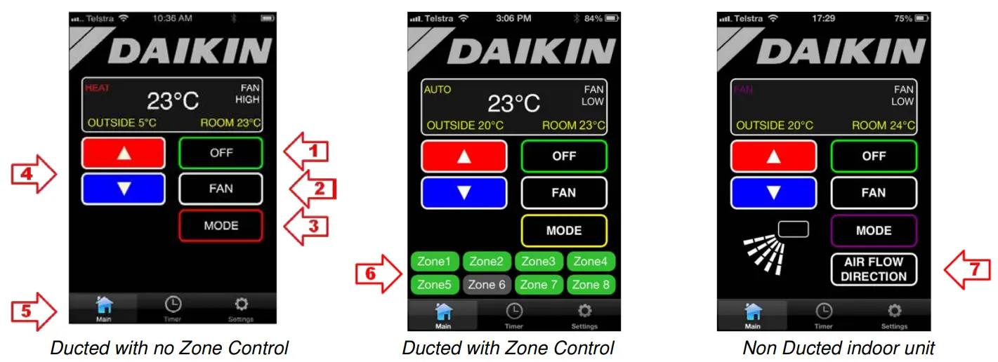 DAIKIN BRP15A61 Skyfi Ducted Controller - Operation