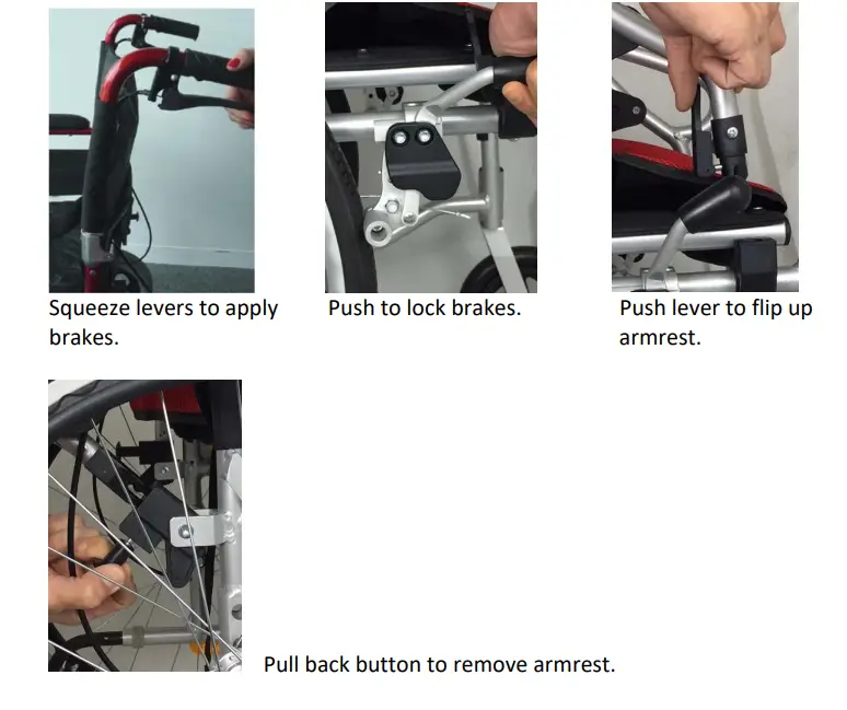 LIFE LINE 4030 Aluminium Light Weight Detachable Wheelchair - BRAKES