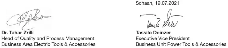 EC Declaration of Conformity Continued