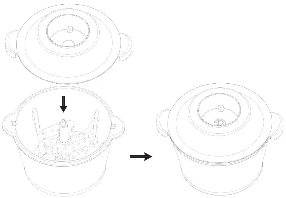 TEESA TSA3227 Food chopper - Place the lid on the glass bowl