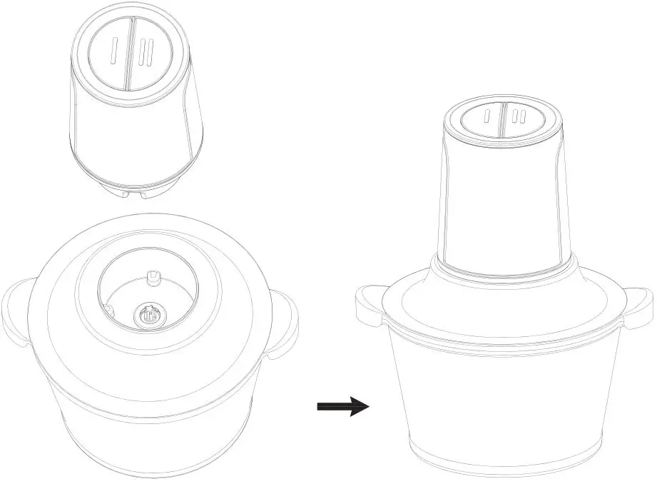 TEESA TSA3227 Food chopper - Put the motor unit on the lid