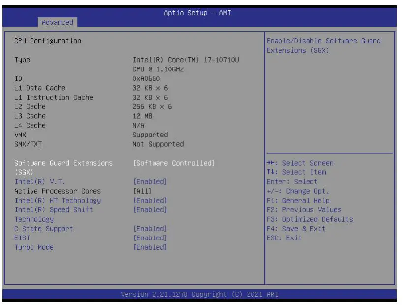 Shuttle DS20U Series XPC BIOS Barebone PC - CPU Configuration