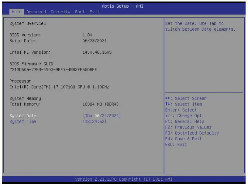 Shuttle DS20U Series XPC BIOS Barebone PC - Main Setup