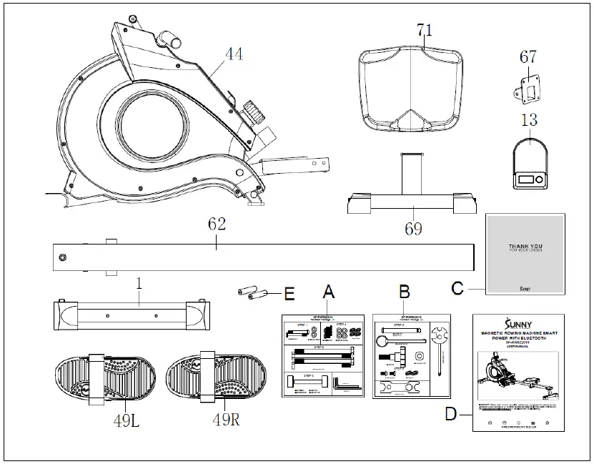 SUNNY-SF-RW522016-Magnetic-Rowing-Machine-Smart-fig-1