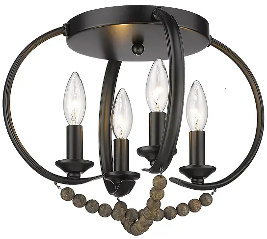 GOLDEN-LIGHTING-8320-FM-BLK-EWB-Flori-4-Light-15-Inch-Matte-Black-Flush-Mount-Ceiling-Light-product