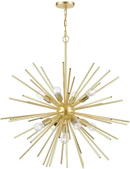 LIVEX LIGHTING 46176 9 Light Black and Polished Brass Pendant Chandelier