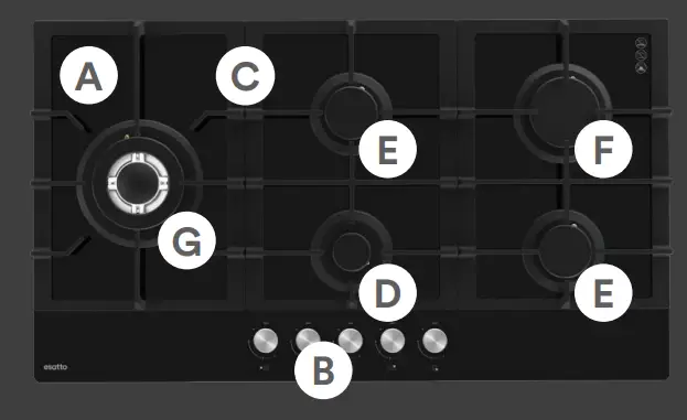 Esatto ICGG905W 90cm Gas on Glass Cooktop-fig1