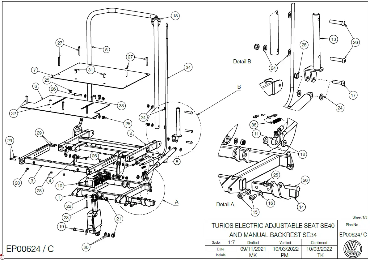 VERMEIREN SE40 Turios Electric Adjustable Seat 1
