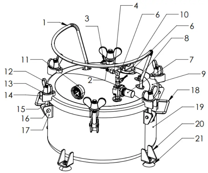 CALIFORNIA AIR TOOLS 1810C 10 Gallon Casting Pressure Pot - EXPLOSIVE DRAWING