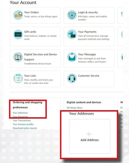 GARDEN VALLEY GVT Stream App Amazon Fire TV - Click Your Addresses near the middle of the screen