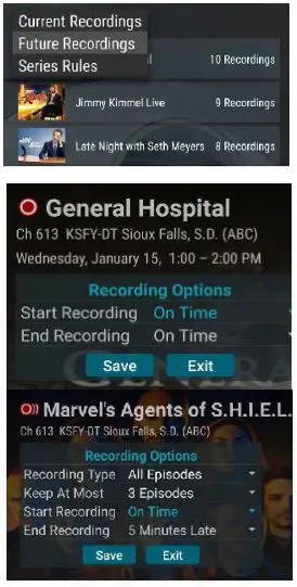 GARDEN VALLEY GVT Stream App Amazon Fire TV - Future Recordings