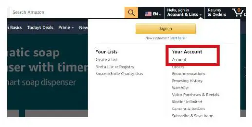 GARDEN VALLEY GVT Stream App Amazon Fire TV - Hover on the Account & Lists tab and click Account