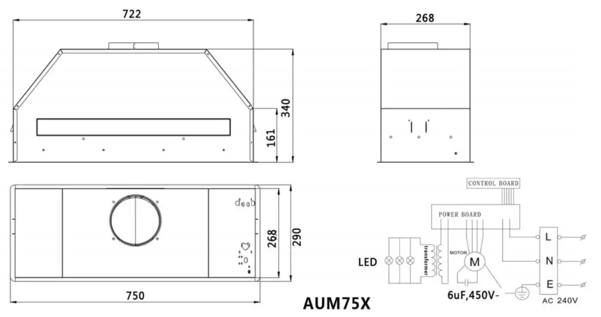 ARTUSI AUM60 Under Cupboard Rangehood -- aum