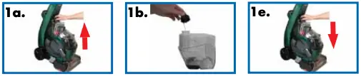 Carpet cleaning (upright mode) 1a, 1b and 1e