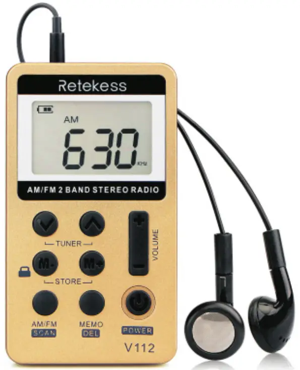 RETEKESS V112 AM FM 2 Band Stereo Radio