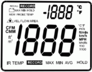 TRIPLETT AM320 InfraRed Thermometer - Display Layout