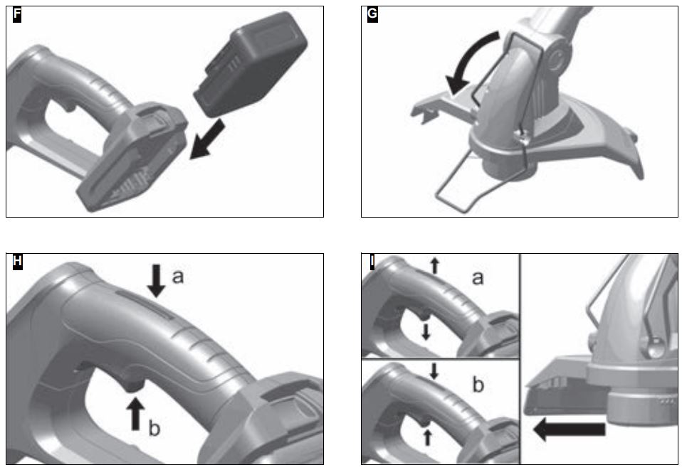 KARCHER LTR 18-30 Battery Set Cordless Grass Trimmer User Manual - Fig F,G,H,I