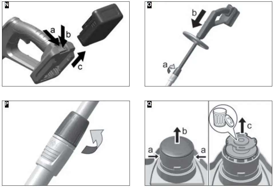 KARCHER LTR 18-30 Battery Set Cordless Grass Trimmer User Manual - Fig N,O,P,Q