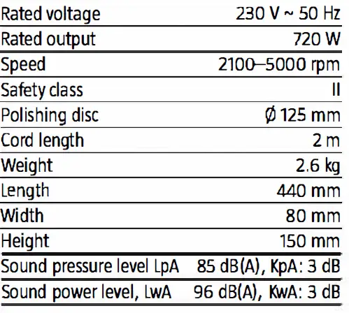 MEEC TOOLS 014139 720 W 125mm Oscillating Polishing Machine fig 2