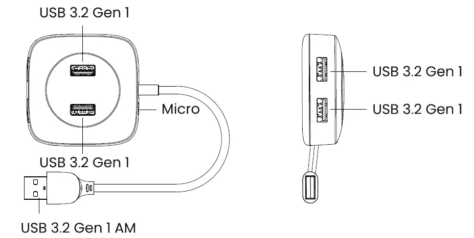 Gearmo-GM-4XA3510-TS 4-Port-USB-Type-A-Hub-1