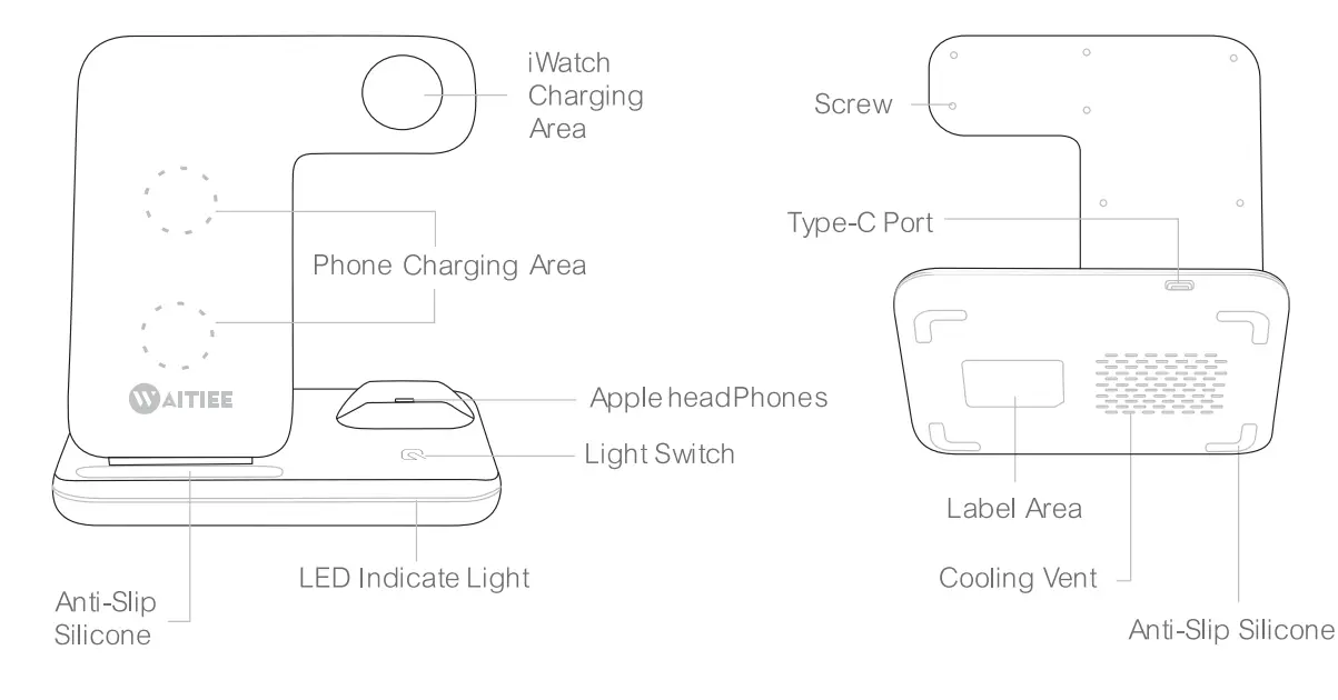 WAITIEE 3 in1 Fast Wireless Charger - product
