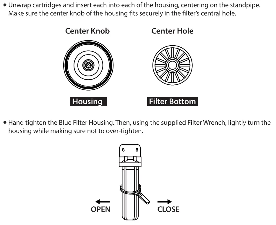 iSpring WGB12B Series Heavy Duty Water Filtration System User Manual - Filter Cartridges and Housing Assembly