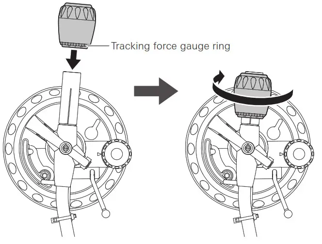 audio-technica Direct Drive Professional Turntable ----- With the tracking force gauge ring facing forward
