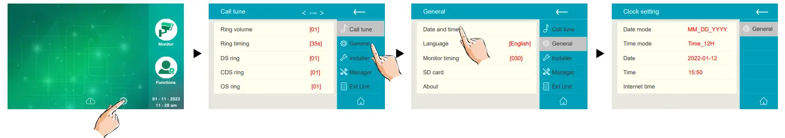 XtendLan DPM-IP71R 7 Inch Guard Station Monitor - Setting