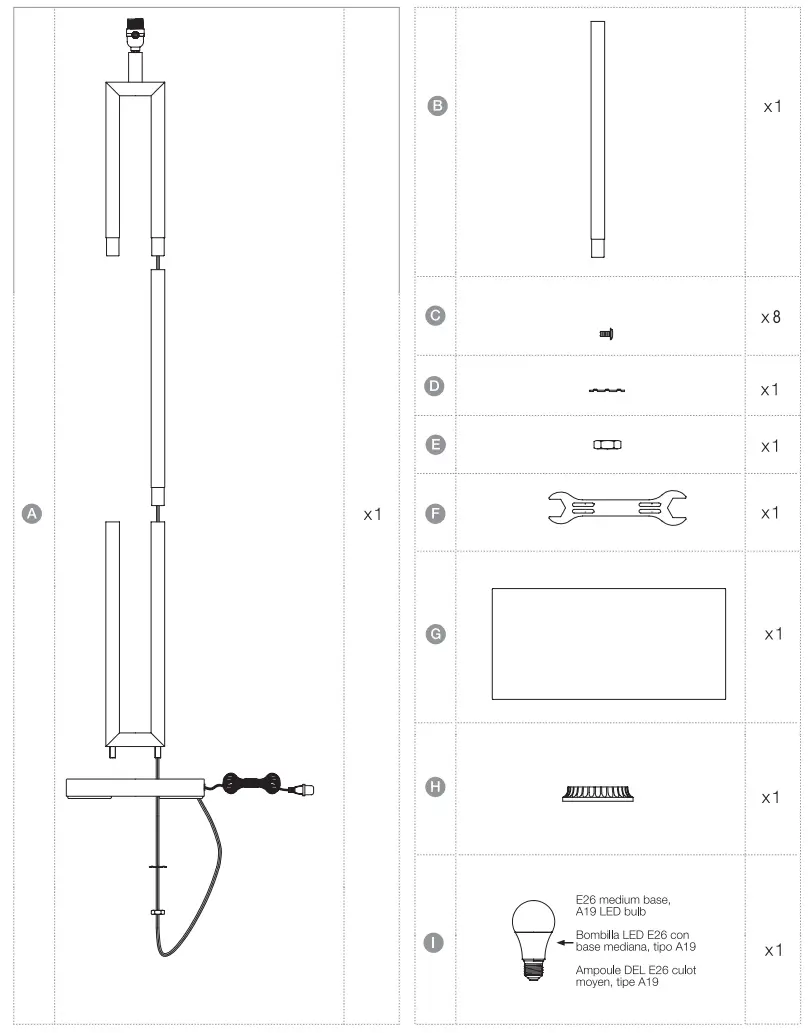 edishine 12273 Modern Wood Corner Floor Lamp fig