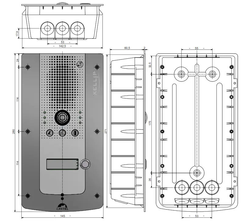 CASTEL XE VIDEO 1B Audio Video Full IP SIP Entry Station- panel.