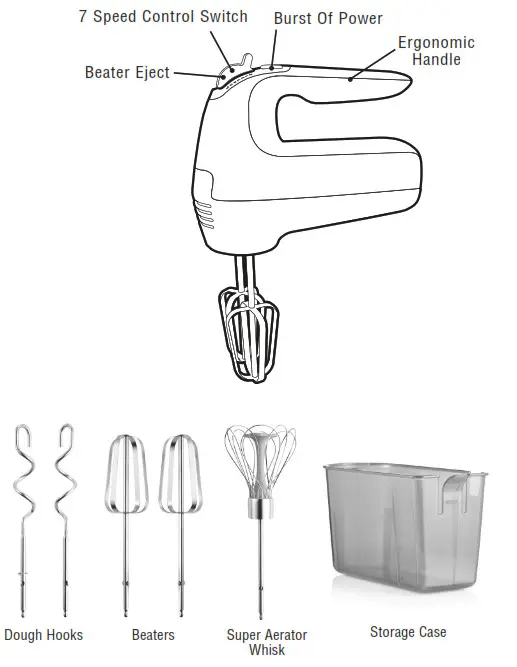 Sunbeam JMP2000BK Mixmaster Hand Mixer - Features