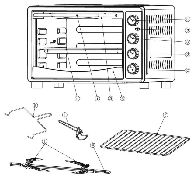 Midea MEO 55RCL BK Toaster Electric Oven - Figure 1