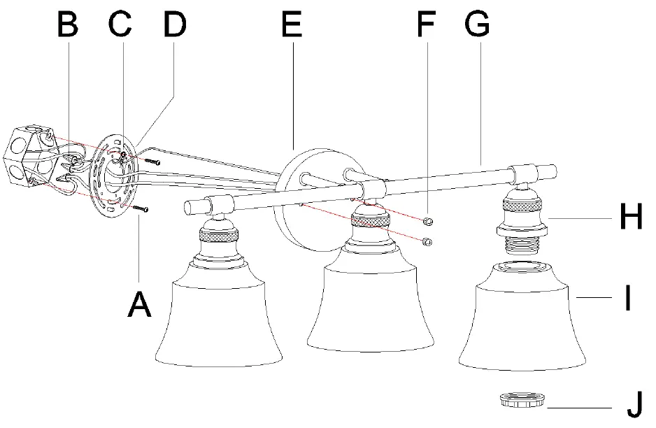 Uolfin A04847W3 2-Inch 3-Light Matte Black and Matte Gold Modern-Contemporary Vanity Light 2