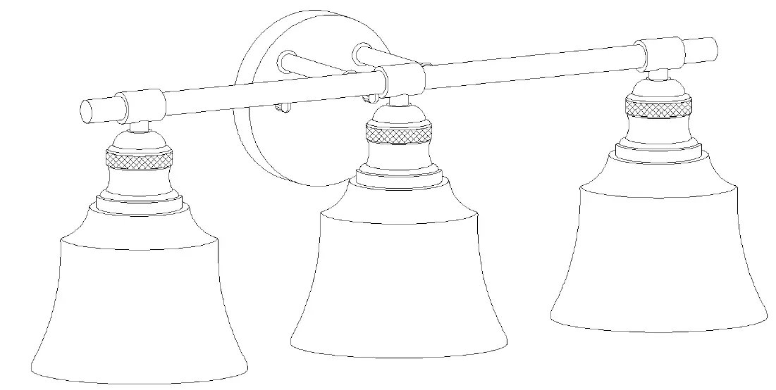 Uolfin A04847W3 2-Inch 3-Light Matte Black and Matte Gold Modern-Contemporary Vanity Light