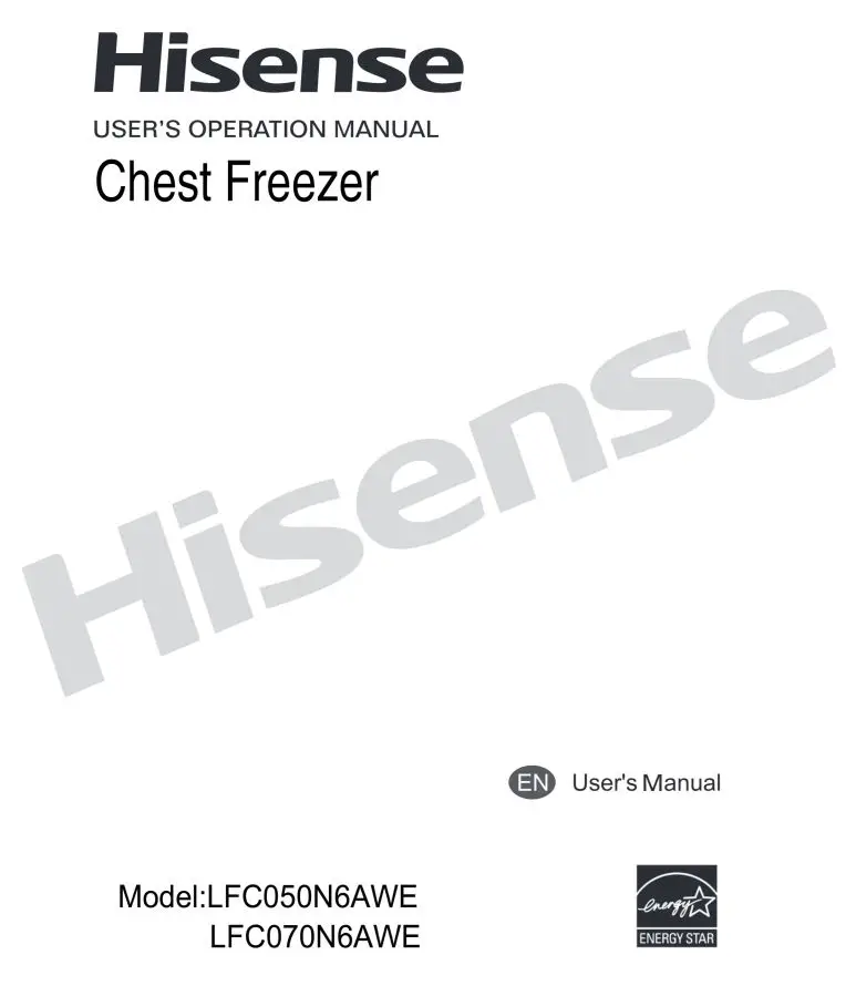 Hisense LFC050N6AWE Chest Freezer User Manual