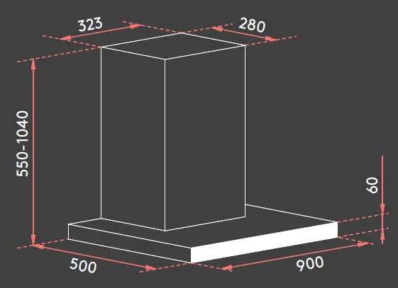 Esatto-ARBC90TBS-90cm-Box-Canopy-Rangehood-fig-2