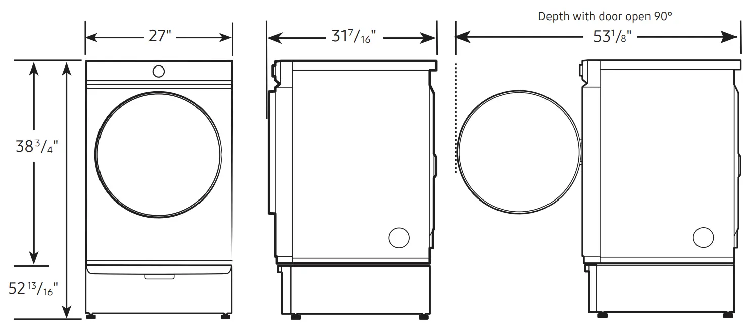 SAMSUNG DVE53BB8900 Bespoke Ultra Capacity Electric Dryer - fig 1