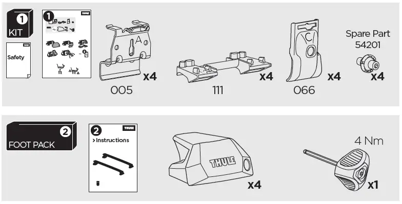 THULE-Roof-Rack-Fitting-Kit-186004-Flush-Roof-Rail-Kit-FIG-1