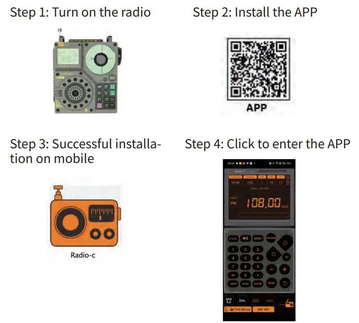 HanRongDa HRD-A320 Mini Receiver CB VHF SW Airband Marine MW FM Bluetooth Remote High Gain Instruction Manual - Download of mobile APP