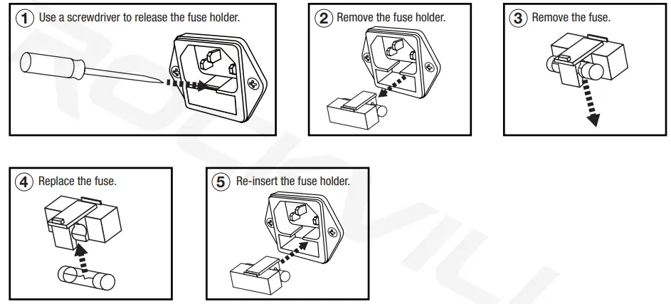 ROCKVILLE RPM85 8 Channel 2400W Powered Mixer Musical - fuse